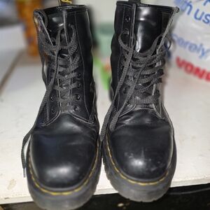 Dr. Martens Black Boots with Yellow Stitching